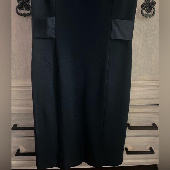 Vintage Diane Von Furstenberg Navy Wool‎ Silk Blend Button Sheath Midi Dress - Picture 5 of 9
